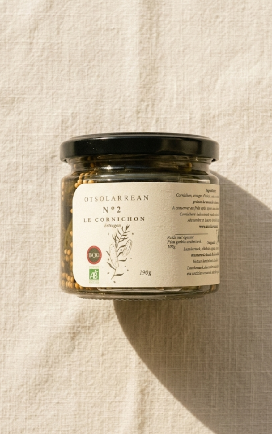 Cornichons à l’estragon Otsolarrean | cornichons artisanaux du Pays Basque